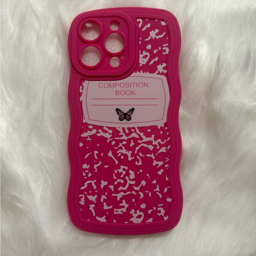 Pink Composition Book Style Phone Case for iPhone 14 Promax